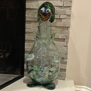 RARE! Murano Italy 20” Tall Large Mint Clear Glass Clown Decanter Circa 1960’s